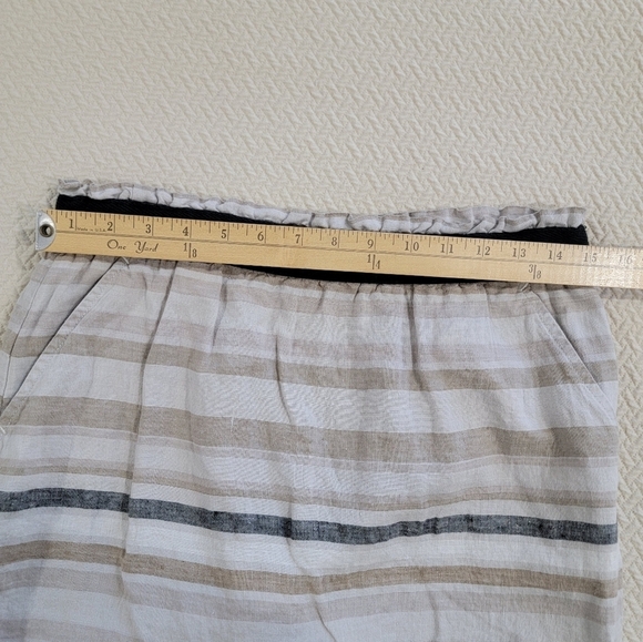 LOFT Tan Black Neutrals Striped 100% Linen Skirt Size Small - Picture 7 of 12